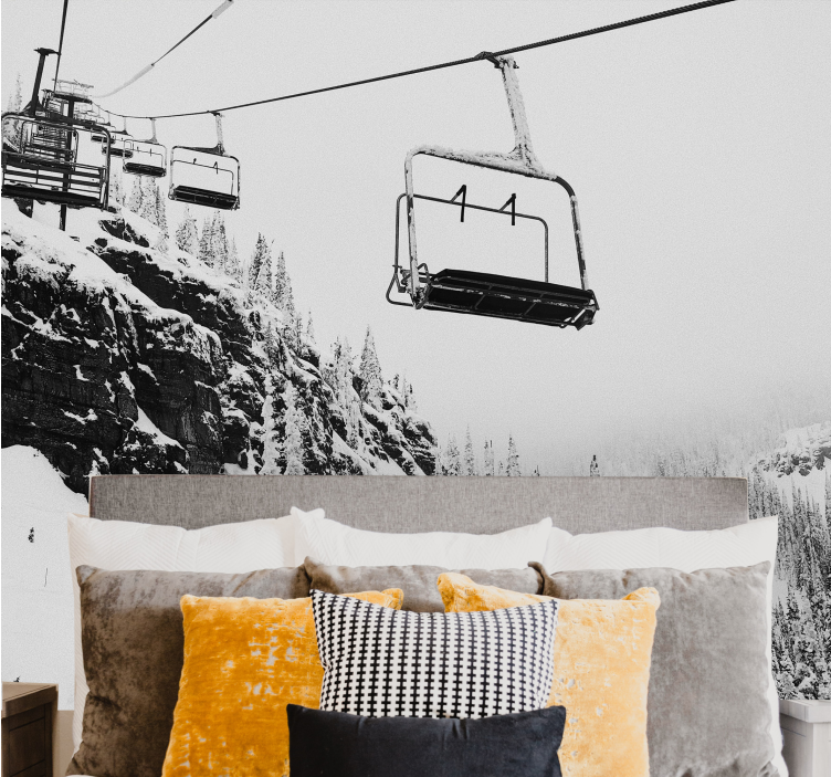 Papel mural montaña viaje en telesilla - TenVinilo