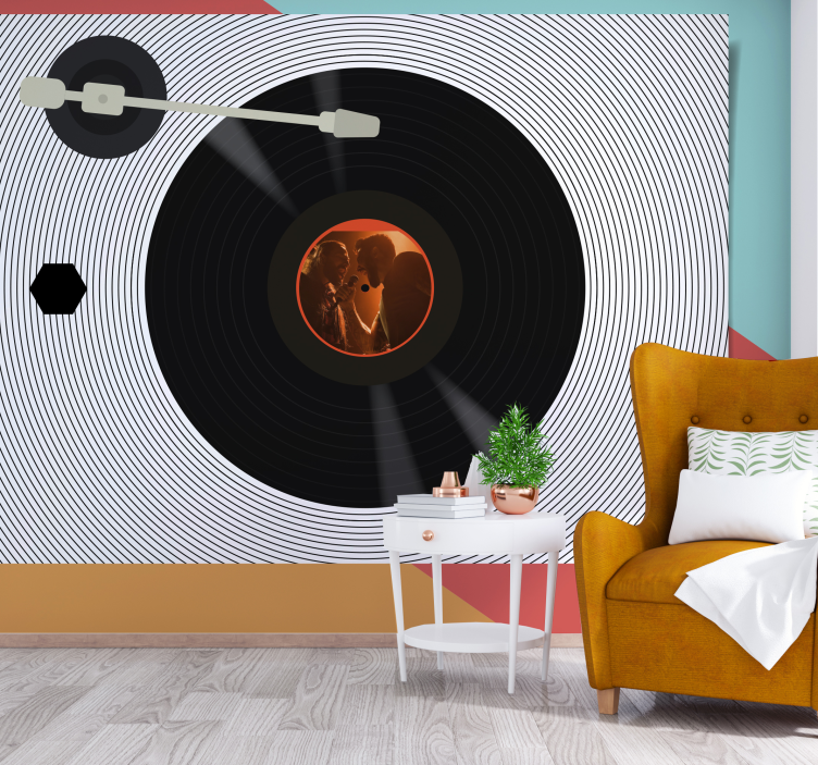 Papel mural música amor por los discos de vinilo - TenVinilo