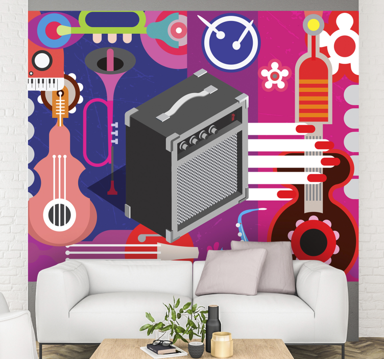 Papel mural música amplificador e instrumentos - TenVinilo