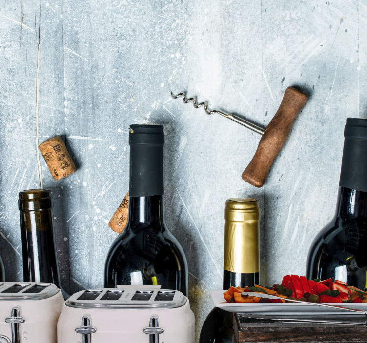 Papel mural música arreglo de botellas de vino - TenVinilo