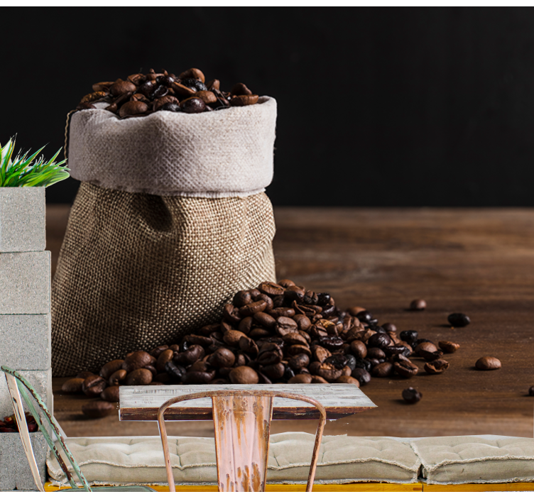 Papel mural música bolsa de granos de café - TenVinilo