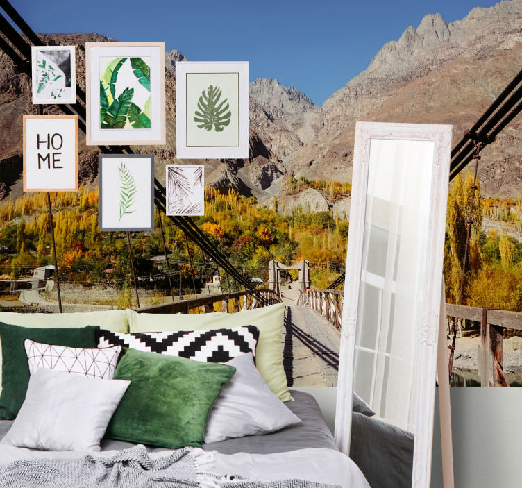 Papel mural naturaleza arreglo de follaje vibrante - TenVinilo