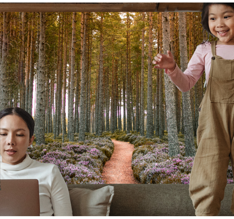 Papel mural naturaleza aventura en el sendero del bosque - TenVinilo