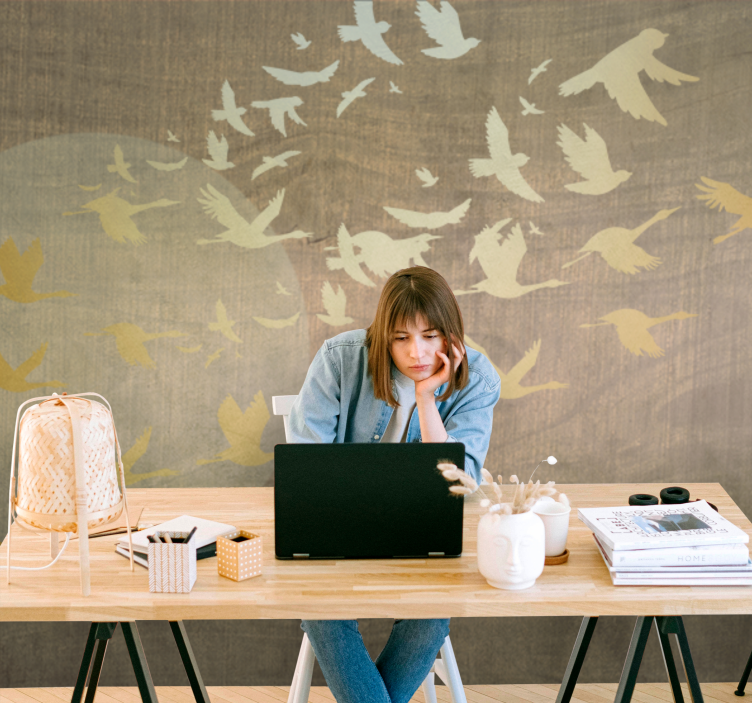 Papel mural naturaleza aves en vuelo - TenVinilo