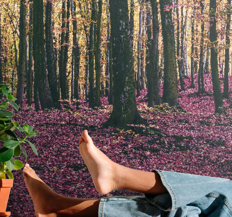 Papel mural naturaleza escena de bosque sereno - TenVinilo