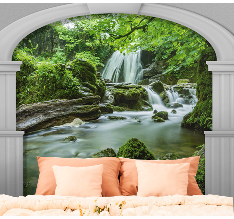 Papel mural naturaleza escena de cascada suave - TenVinilo