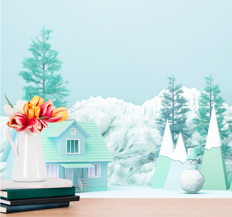 Papel mural naturaleza escena de paisaje invernal - TenVinilo