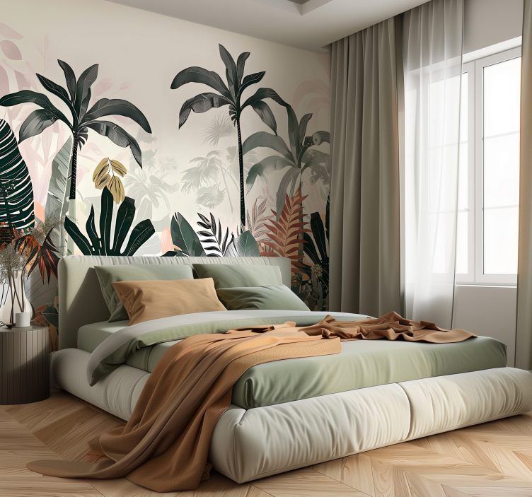 Papel mural naturaleza hojas grandes tropicales - TenVinilo