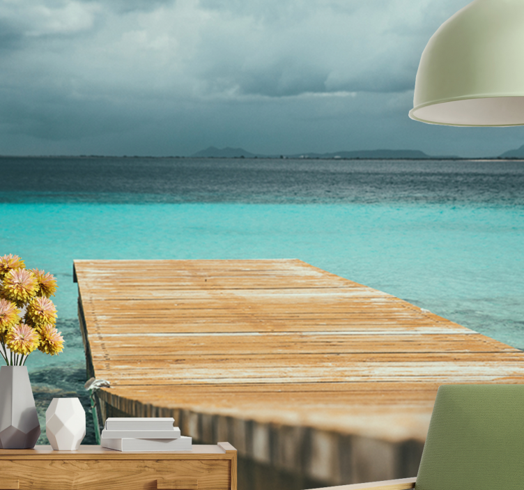 Papel mural naturaleza muelle sereno junto al mar - TenVinilo