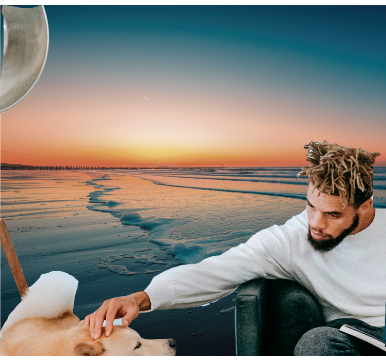 Papel mural naturaleza olas del océano al atardecer - TenVinilo