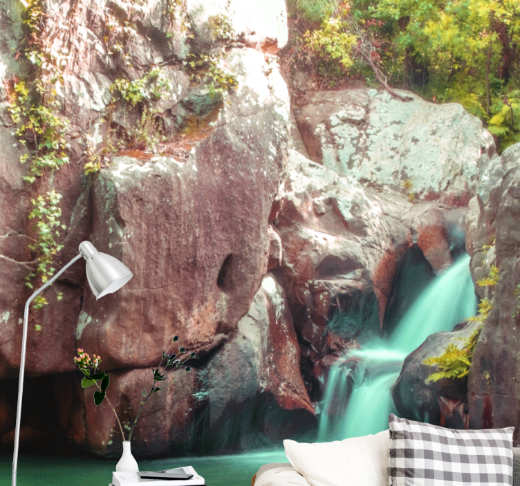 Papel mural naturaleza paisaje de cascada tranquila - TenVinilo