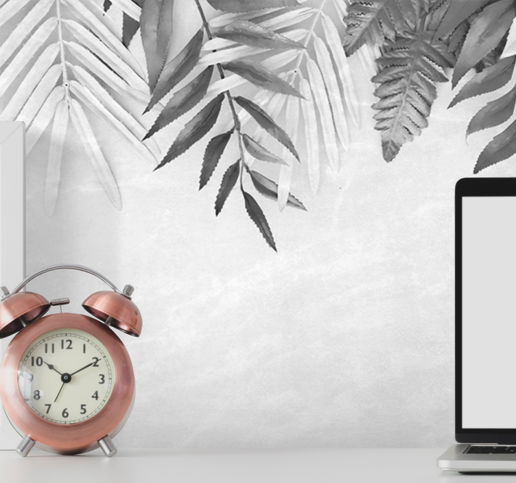 Papel mural naturaleza patrones de hojas monocromas - TenVinilo