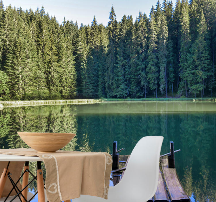 Papel mural naturaleza reflejo del bosque sereno - TenVinilo