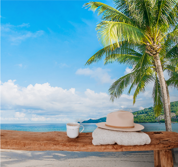 Papel mural naturaleza refugio tropical en la costa - TenVinilo