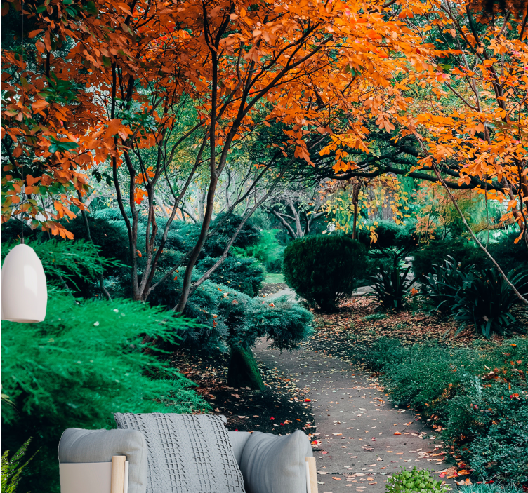 Papel mural naturaleza sendero entre árboles - TenVinilo