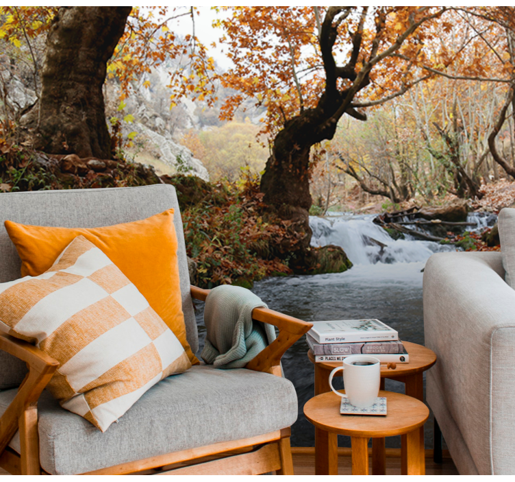 Papel mural naturaleza serenidad del arroyo bosque - TenVinilo