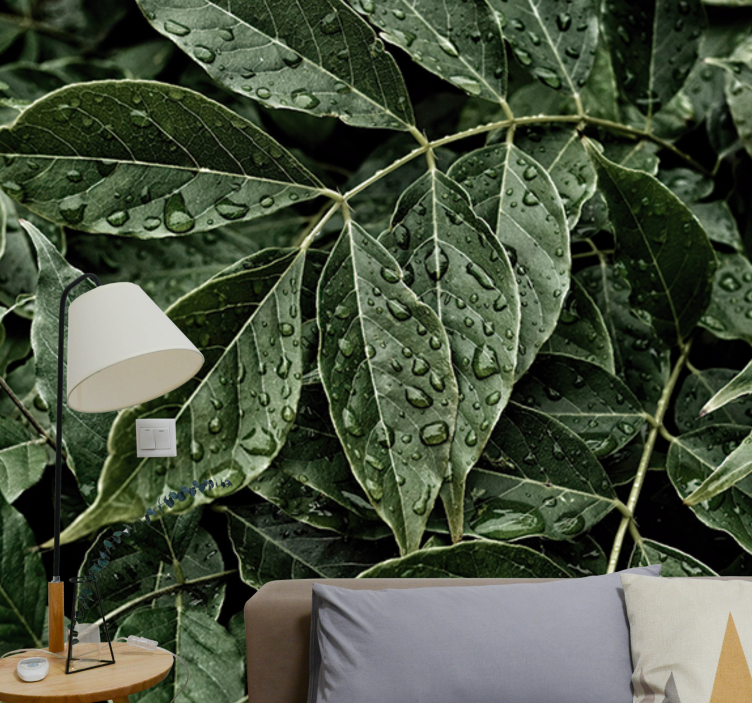 Papel mural naturaleza superficie de follaje vibrante - TenVinilo