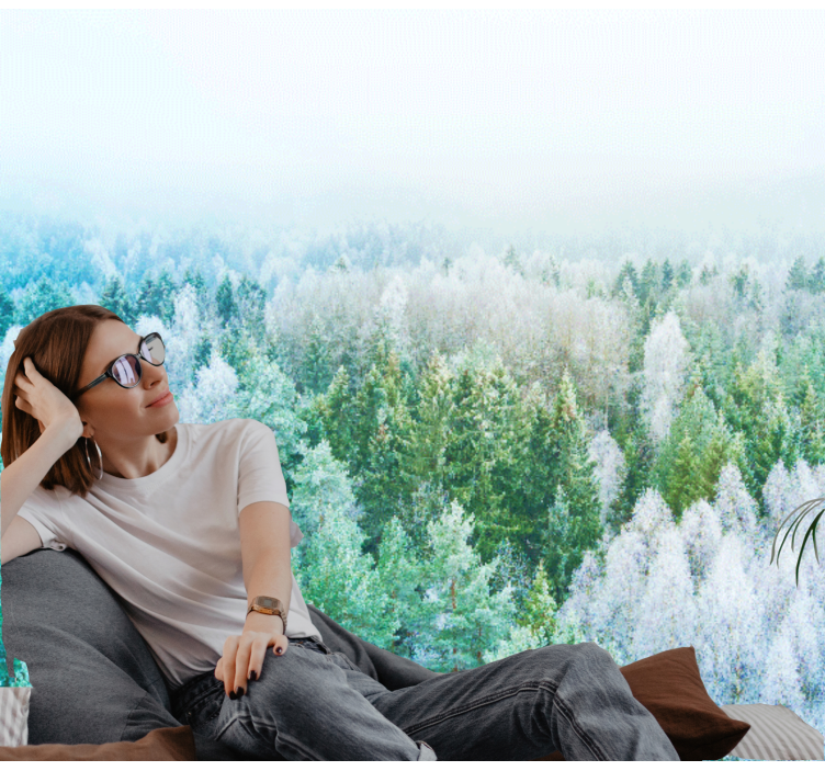 Papel mural naturaleza vista del paisaje forestal - TenVinilo