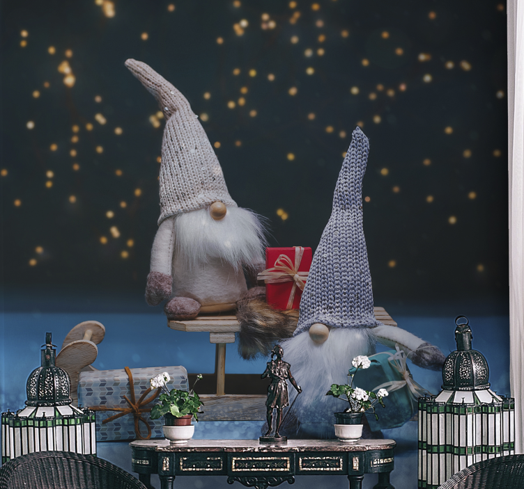 Papel mural navidad celebración de gnomos festivos - TenVinilo