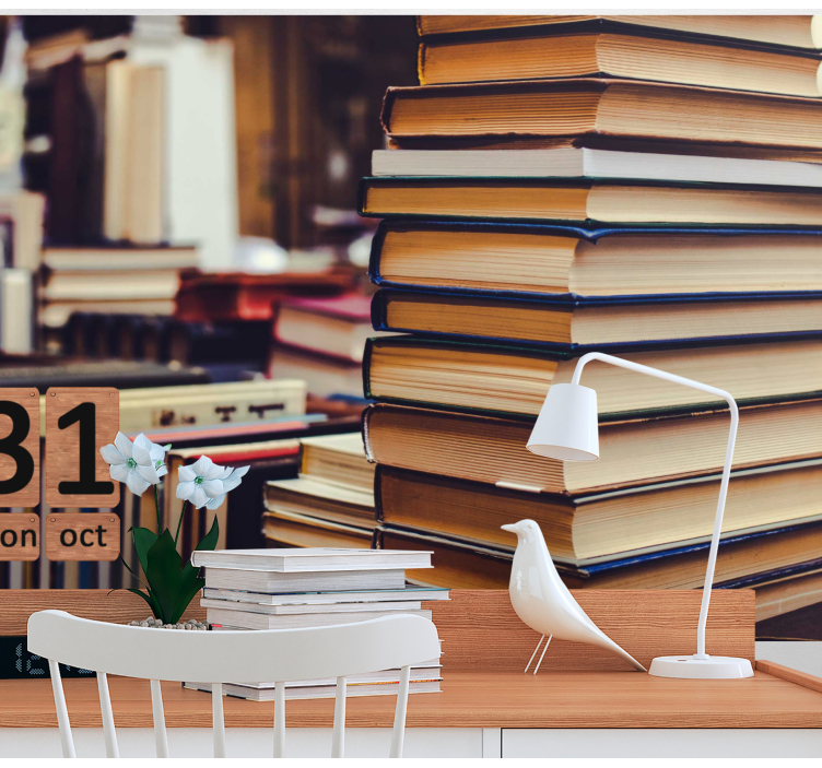 Papel mural paisajes colección de literatura apilada - TenVinilo