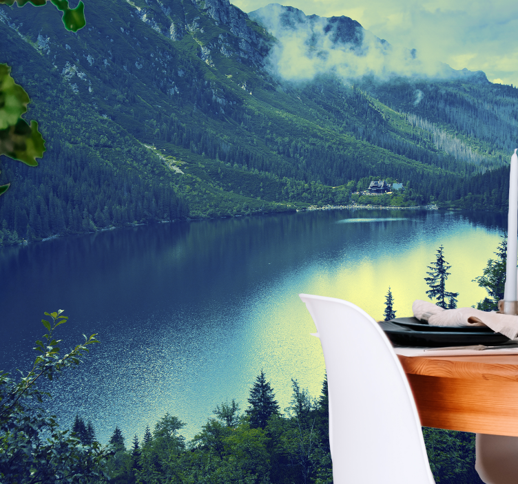 Papel mural paisajes gran reflejo de la montaña - TenVinilo