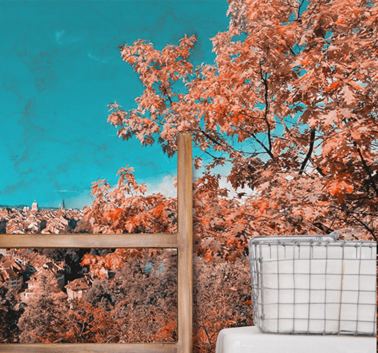 Papel mural paisajes paisaje de otoño vibrante - TenVinilo