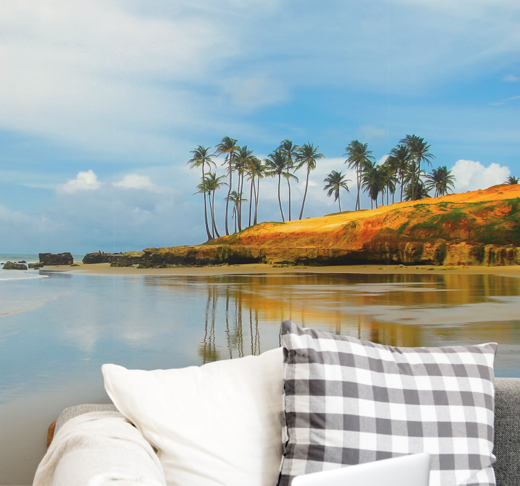 Papel mural paisajes reflejo de palmeras - TenVinilo