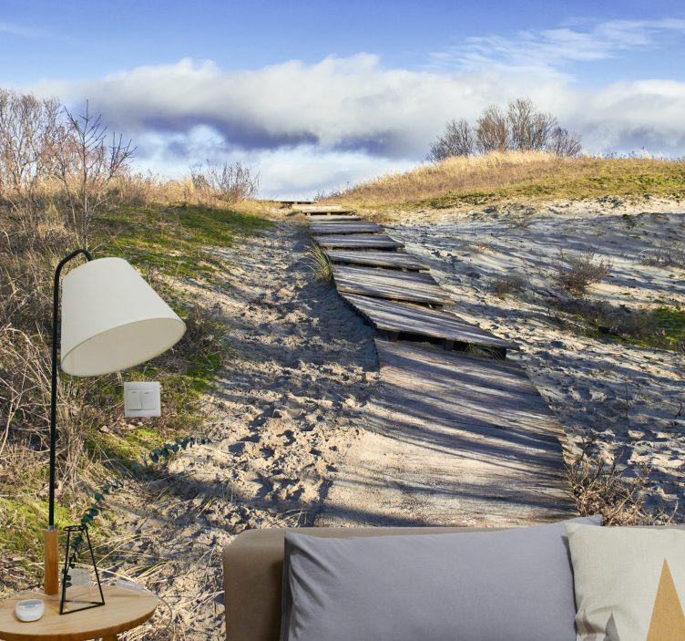 Papel mural paisajes sendero de madera - TenVinilo