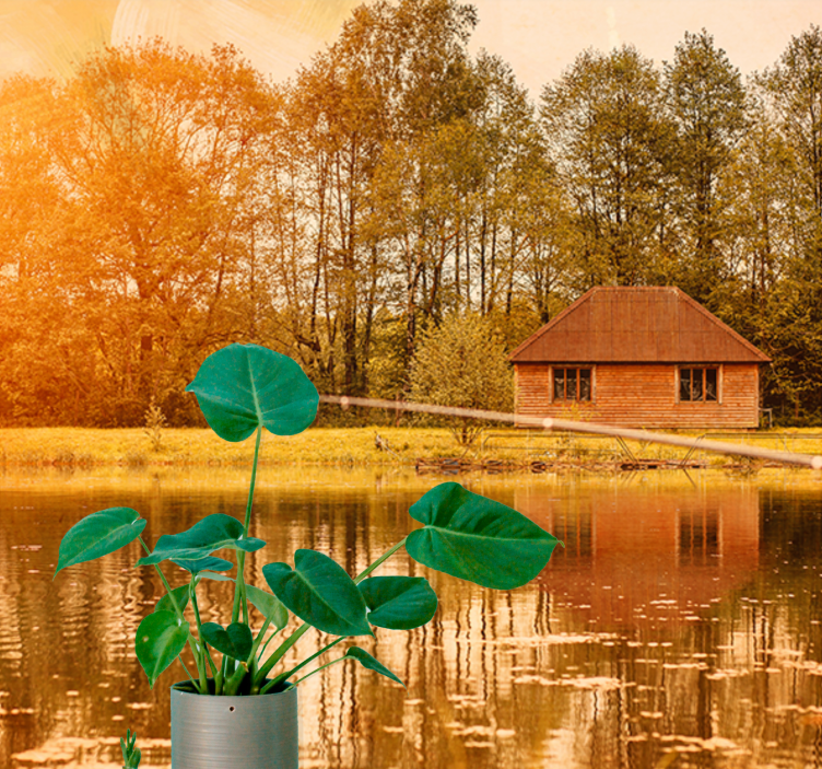 Papel mural paisajes serena vista al lago - TenVinilo