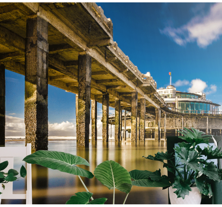 Papel mural paisajes serenidad del muelle costero - TenVinilo