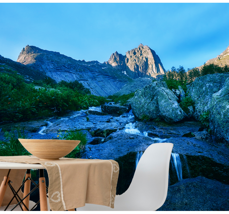 Papel mural paisajes vista de arroyo montañés - TenVinilo