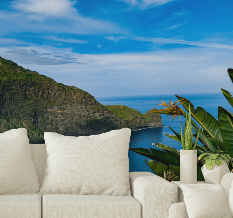 Papel mural paisajes vista de montaña y mar - TenVinilo