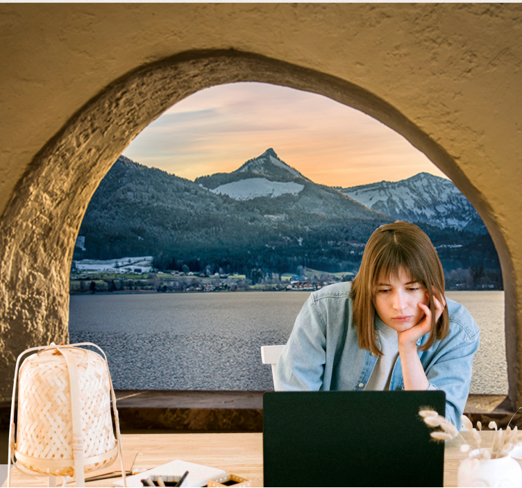 Papel mural paisajes vista del lago alpino - TenVinilo