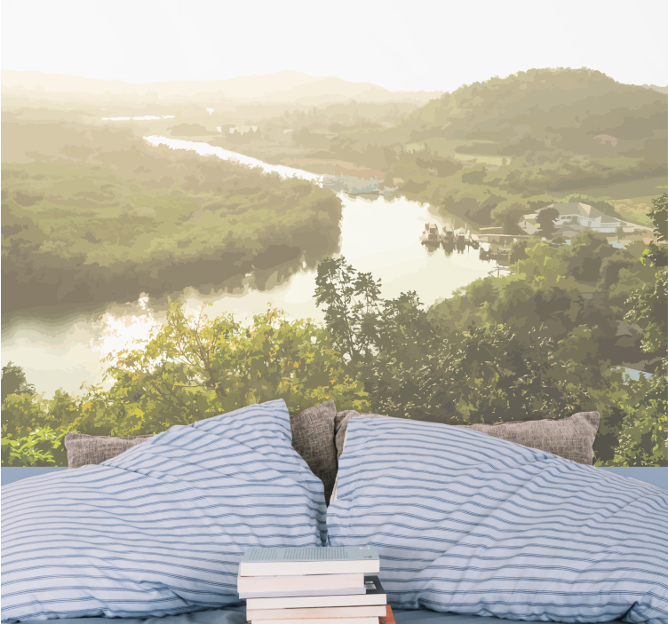 Papel mural paisajes vista serena del río - TenVinilo