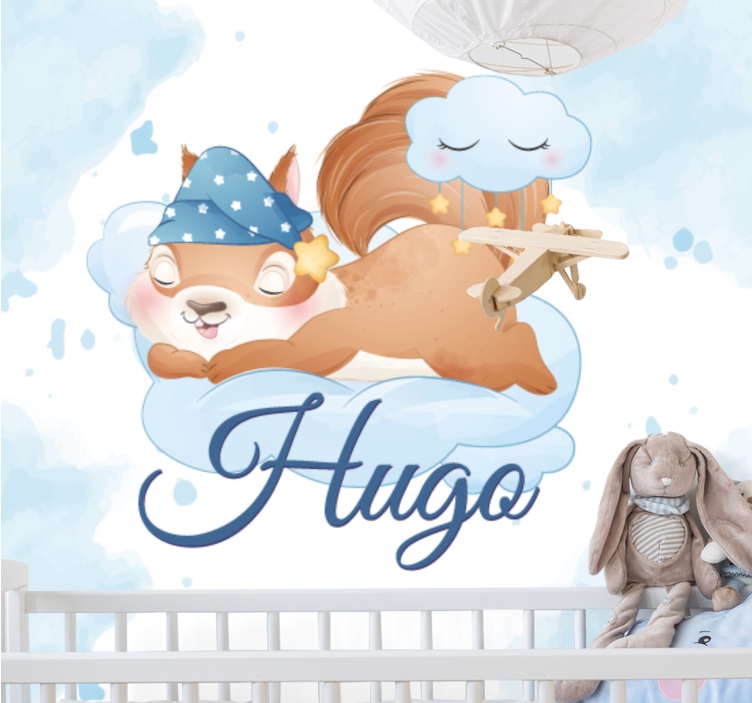 Papel mural para bebé sueños de ardilla dormilona - TenVinilo