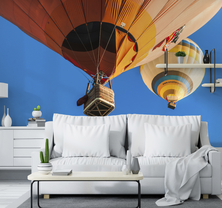 Fotomural pared de cielo globo aerostático - TenVinilo