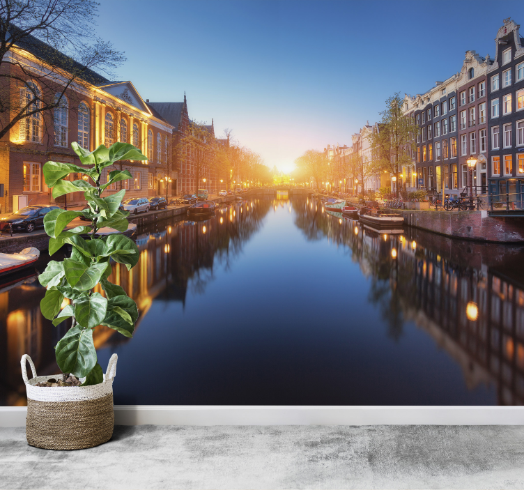Fotomural pared ciudad canal de Amsterdam - TenVinilo