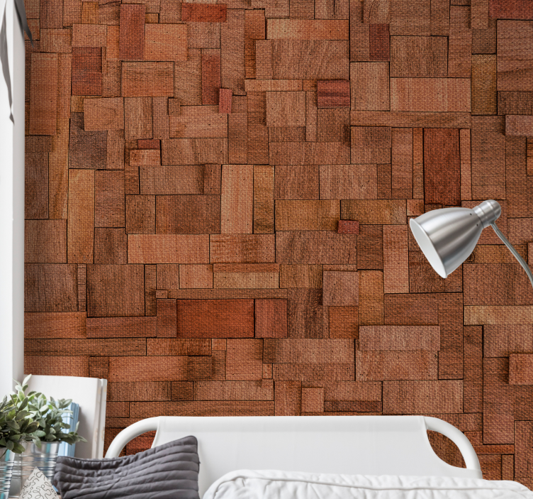 Papel mural piedra tablones de madera texturizados - TenVinilo