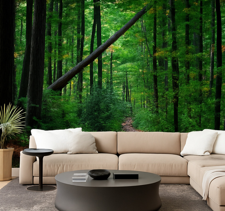 Papel mural selva diseño de bosque verde - TenVinilo
