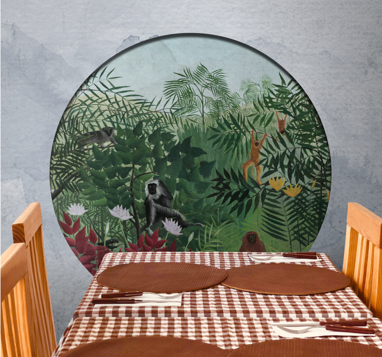 Papel mural selva escena de jungla vibrante - TenVinilo