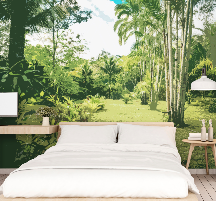 Papel mural selva paisaje tropical exuberante - TenVinilo