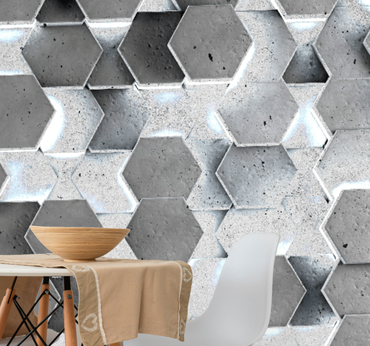 Papel mural textura patrón de concreto hexagonal - TenVinilo
