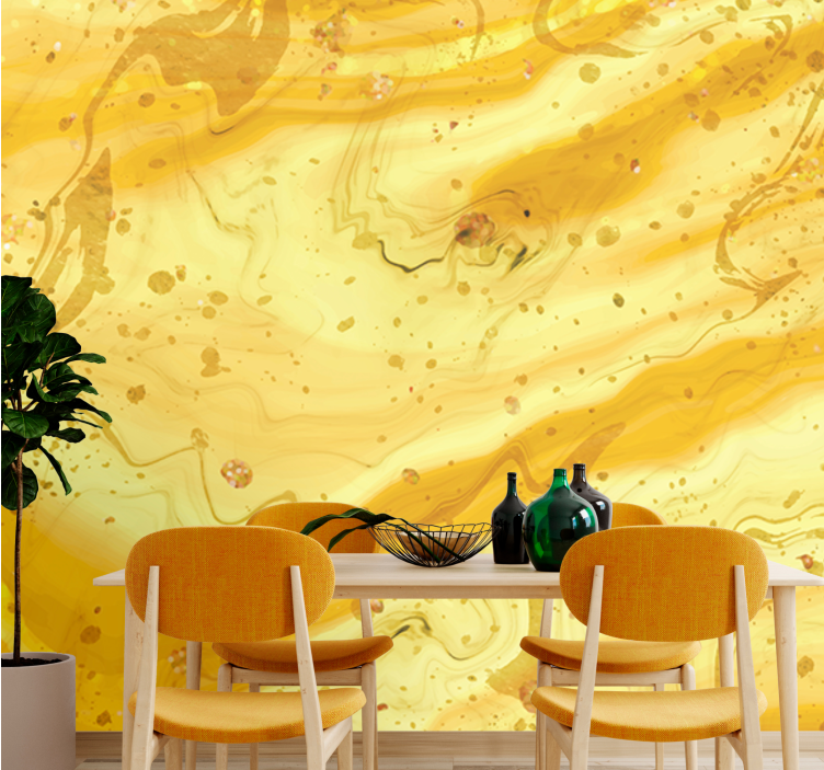 Papel mural textura remolinos de mármol dorado - TenVinilo