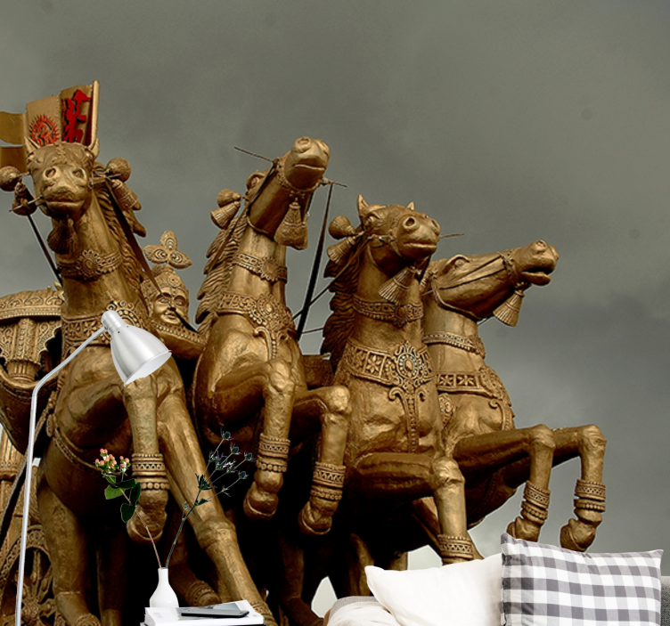 Papel mural vehículos caballos de carroza históricos - TenVinilo