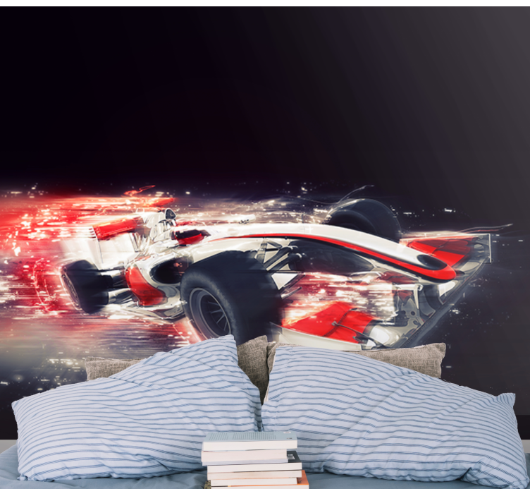 Papel mural vehículos coche de carreras en movimiento - TenVinilo