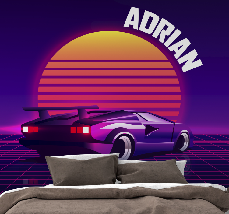 Papel mural vehículos coche de carreras retro - TenVinilo