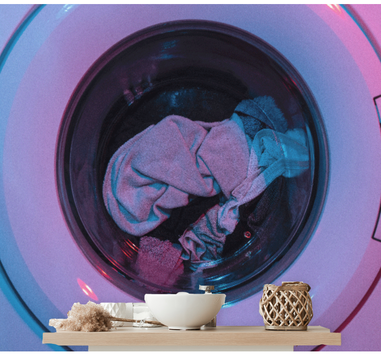 Papel mural vintage la lavadora gira - TenVinilo