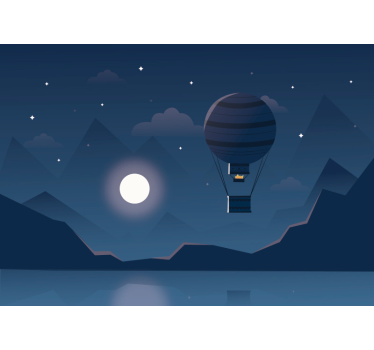 Fotomural 3D globo volando de noche - TenVinilo