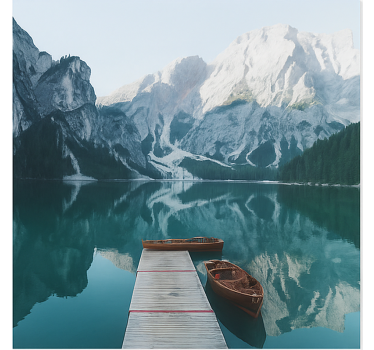 Papel mural montaña lago di braies, dolomitas - TenVinilo