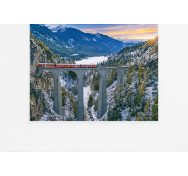 Papel mural montaña tren suizo en el viaducto de landwasser - TenVinilo